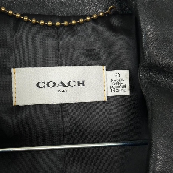 COACH Large SHEEP BLACK LEATHER JACKET - Picture 5 of 8